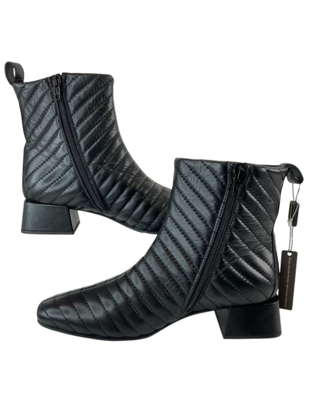 Napoleoni Boots Womens Sz 40 9.5 US Black Quilted Italy Ankle Leather New $269 - Picture 8 of 14